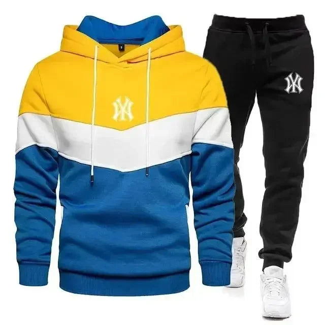 Visco Men's Sets Spring Autumn Zipper Hoodie and Pants 2 Pieces Casual Tracksuit Male Brand Running Jogging Sportswear Suit