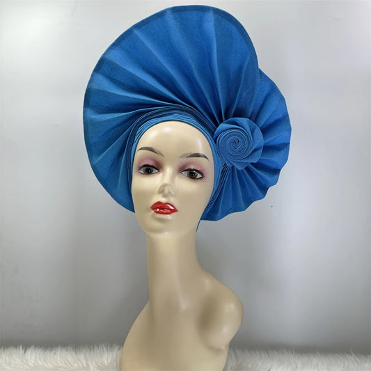 Amay Head tie Luxury Gold Aso Oke Gele Auto Gele Aso Ebi Head tie Turban Cap Women Head Wear