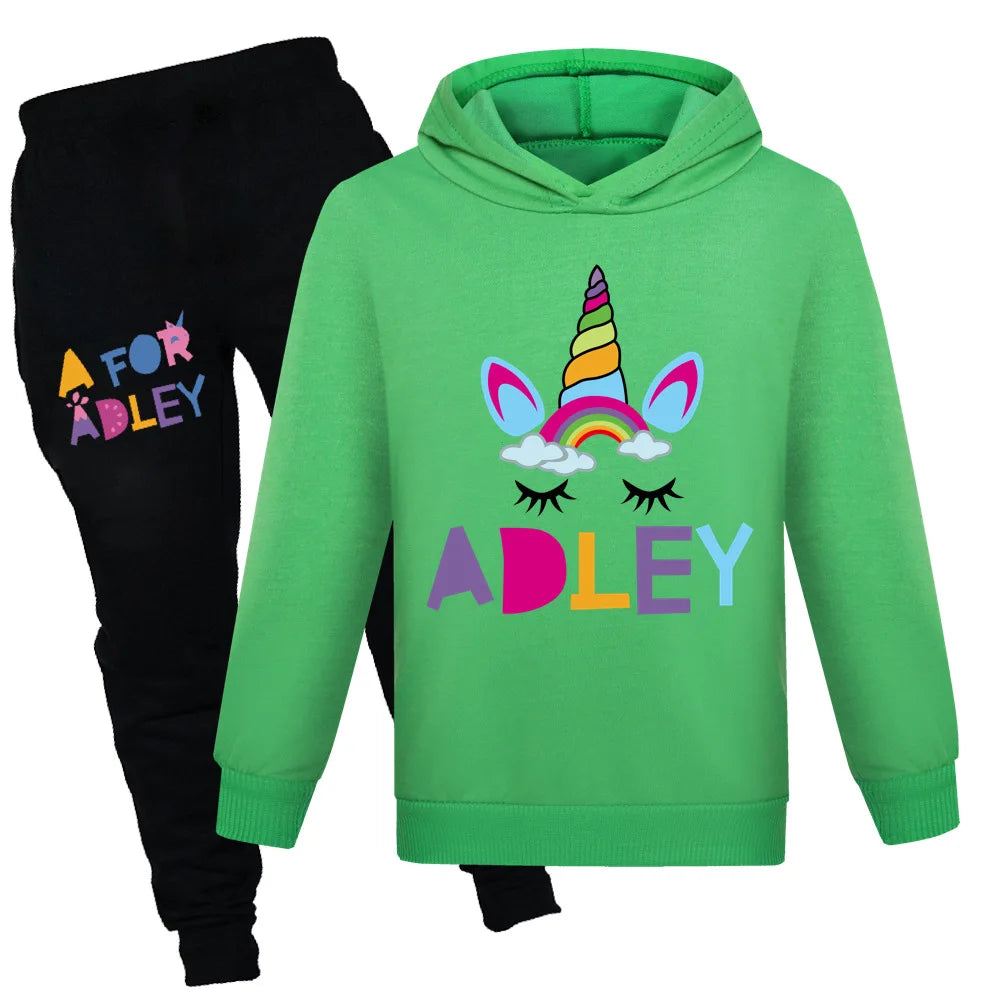 Maxy Children's Clothing A for Adley Girls Boys Clothes Sets Spring Fall Long Sleeve Sweatshirt+Pants Suits Baby 2pcs Girls Set