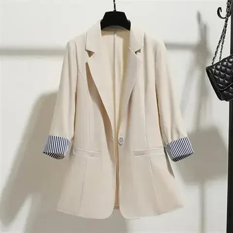 Maxy Korean Edition Thin Style Stylish and Elegant Commuting Three Quarter Women's Oversized Suit Coat New Spring and Summer