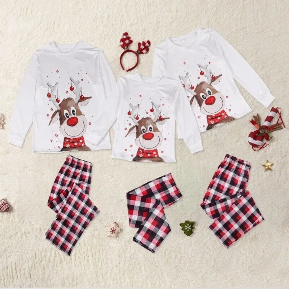 Maxy 2024 Christmas Family Matching Pajamas Cute Deer Cotton Pajamas Set Family Matching Outfits Xmas Sleepwear