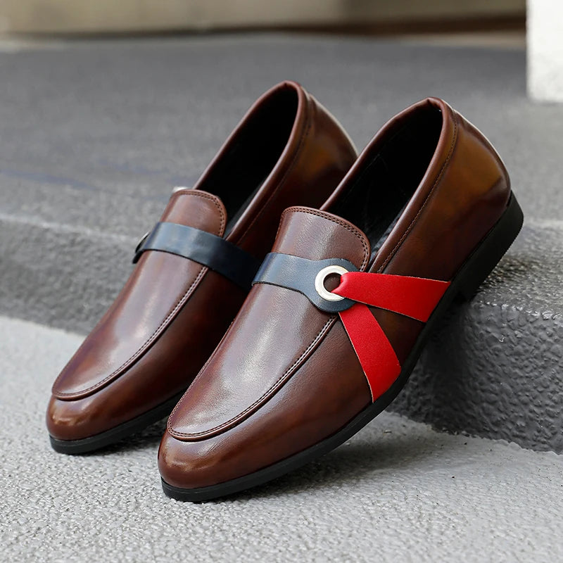 Visco Four-season Fashionable Men Loafers European American Casual Lightweight One-foot Business Versatile Small Leather Shoes Men