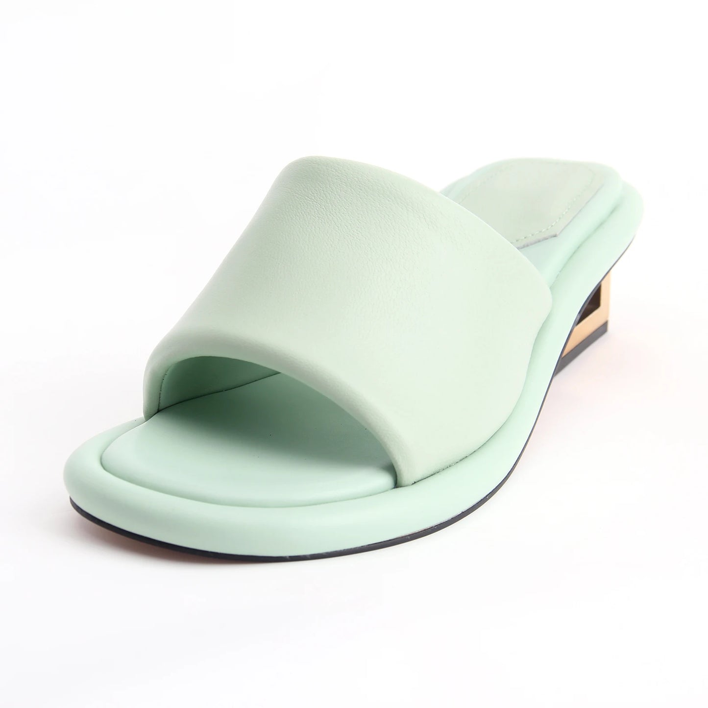 Visco Designer Summer Leather Sandals for Women Luxury Brand Shoes Black Chunky Heel ladies Slipper and Mules Sandals big size 44