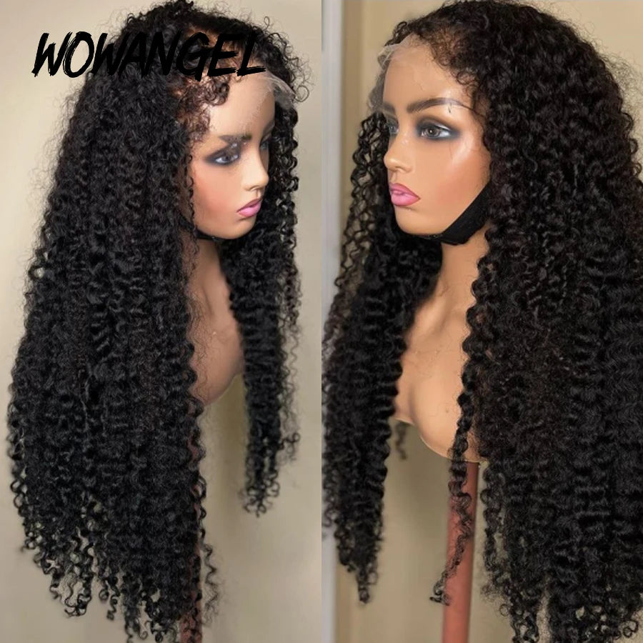 Maxy 250% Afro Kinky Curly Baby Hair HD Lace Frontal Human Hair Wigs Deep Curly Glueless Wigs Melt Skins HD Full Lace Wigs for Woman