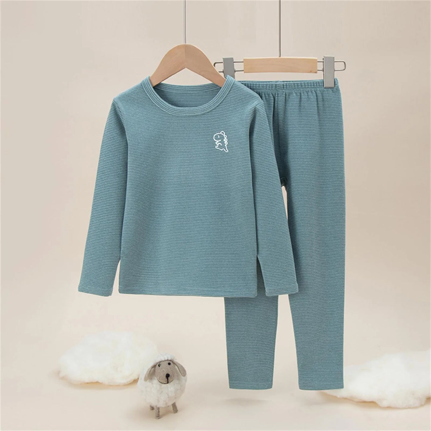 Amay Winter Warm Pajama's Sets for Boys Kids Thermal Pajamas Solid Color Toddler Sleepwear Autumn Clothes For Children Pajamas Suit