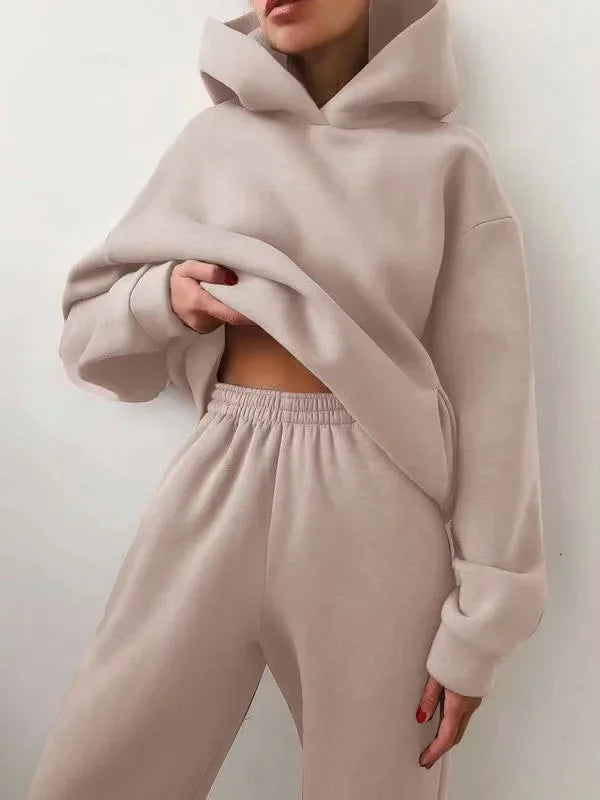 Winter Two Piece Sets Women Tracksuit Oversized Suit 2024 Autumn Trouser Suits Female Sweatshirt Solid Sports Hoodie Sportswear