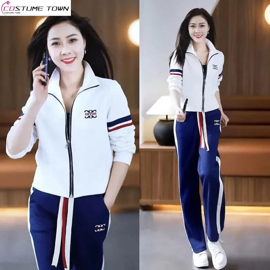 Maxy Fashion casual straight leg pants sportswear women's set autumn new age reducing running suit two-piece set