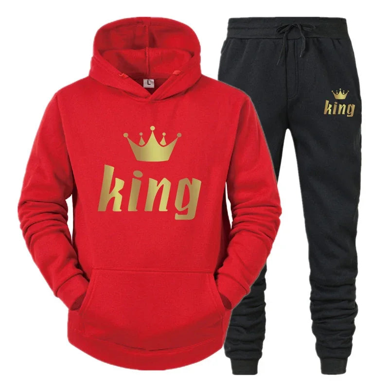 Maxy King And Queen Couple Outfit Hoodie and Jogger Pants High Quality Men Women Daily Casual Sport Jogging Suit King Queen Tracksuit