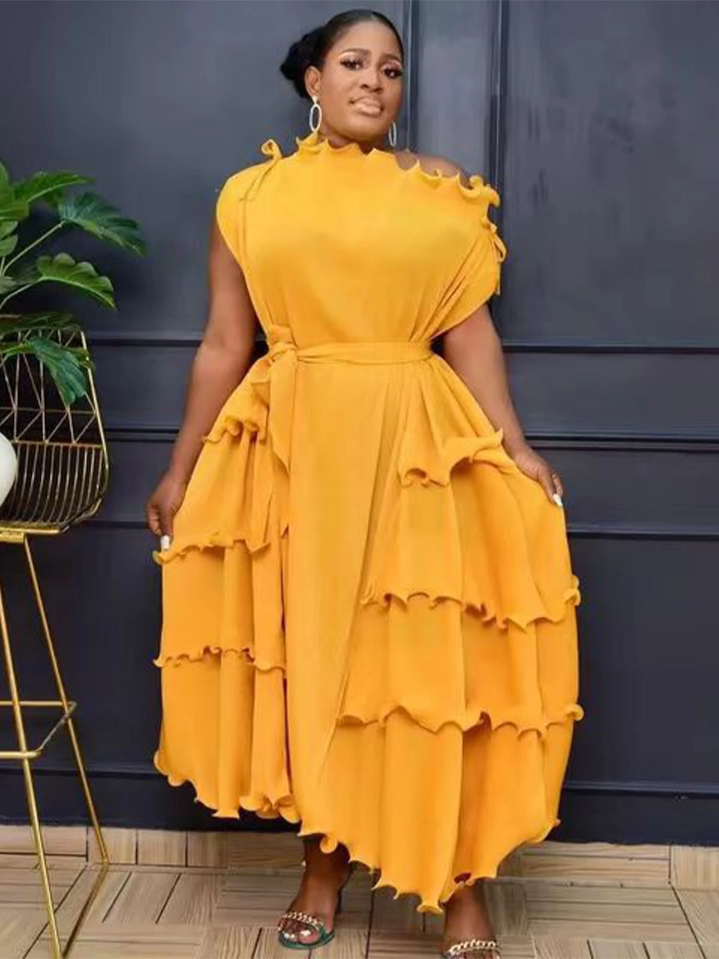 Amay prom Irregular dress for Women pleated clothing Fashion Casual Loose evening party Female plus size Dresses Elegant
