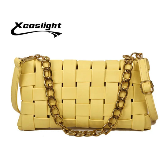 Maxy  New Trend Wild Metallic Braid Women Ladies Design Messenger Small Square Bag Luxury Handbag