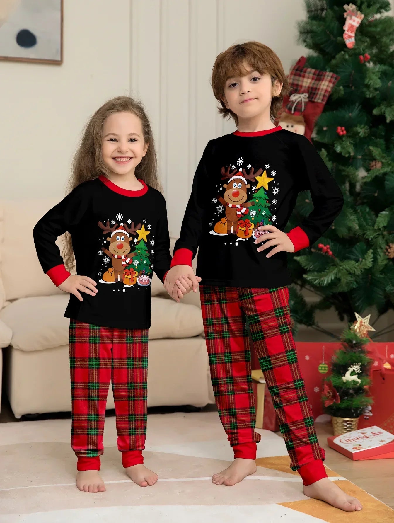 Christmas Max Set Family Pajamas Matching Outfit Adult Kids Baby New Year's Clothes Cartoon Print Nightwear Xmas Gift Home Look