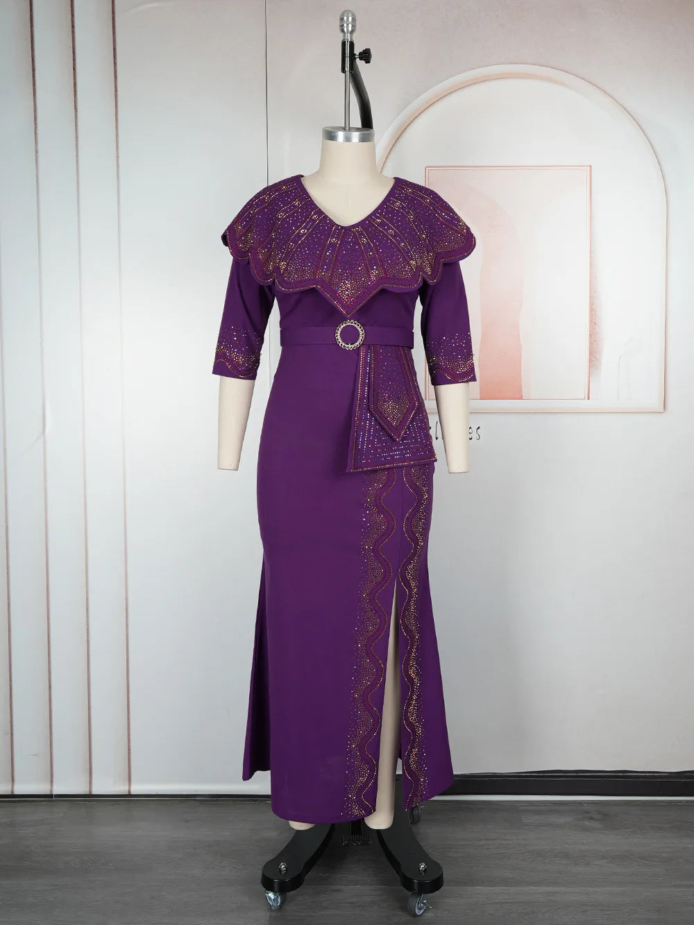 Amay Plus Size Party Dresses for Women Dashiki Diamond Bodycon Long Dress Elegant Muslim Wedding Evening Gowns Outfits