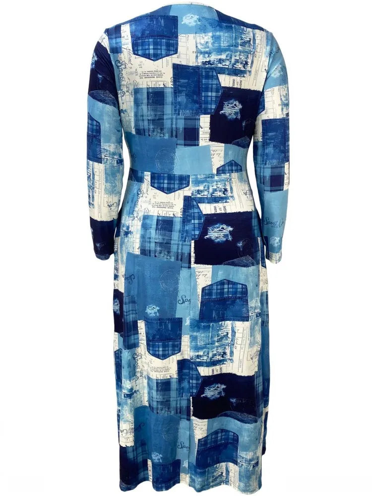 Maxy XL-5XL Plus Size Clothes Dresses Women Robes Summer Autumn Long Sleeve Street Style Casual 3XL 4XL Big Size Dress Oversize