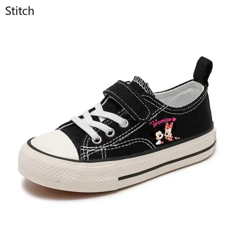Maxy Girl Boys Kids Shoes Love Mickey Mouse Clubhouse Disney High-top Low Canvas shoes Casual Cartoon comfort Children Print Shoes 22