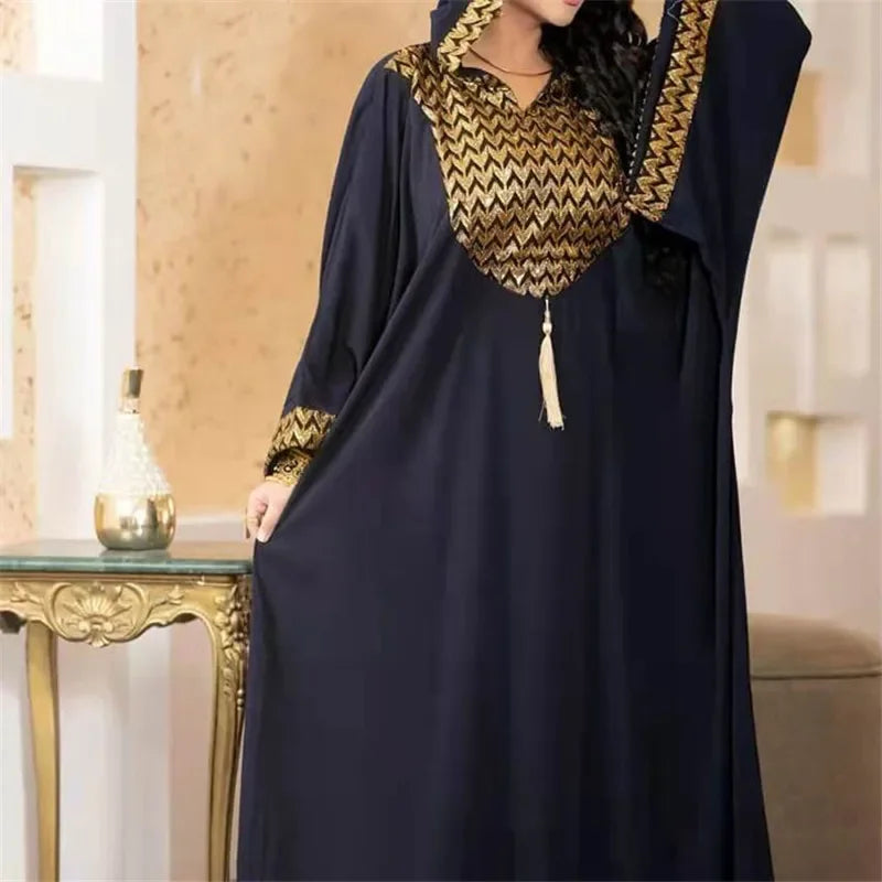 Amay Muslim Kaftan Abaya Dress Women Dubai Abayas Luxury Evening Gown Elegant Hooded Dress Plus Size Boubou Djellaba Femme