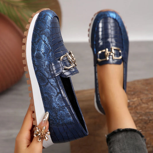 Momsis 2024 Women Flat Cloth Stylish Light Durable Breathable Casual Shoes Slip-On Trend Classic Spring Women Metal Decoration Sneakers