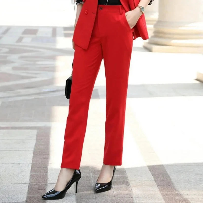 Maxy Women's Blazer Suits Two Piece Solid Work Pant Suit for Women Business Office Lady Suits Sets