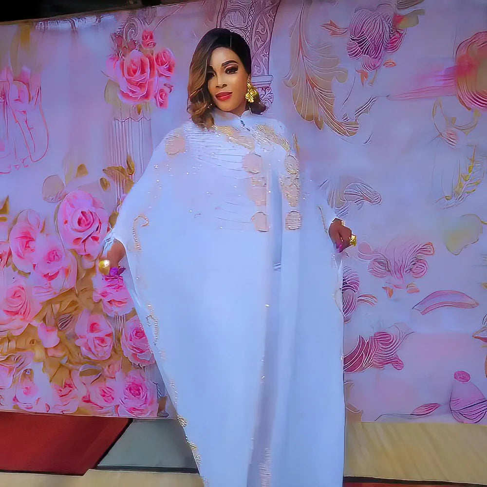 Maxy Luxury chiffon two-piece set African dress woman loose women's dress rhinestone large size dresses for women bubu dress african