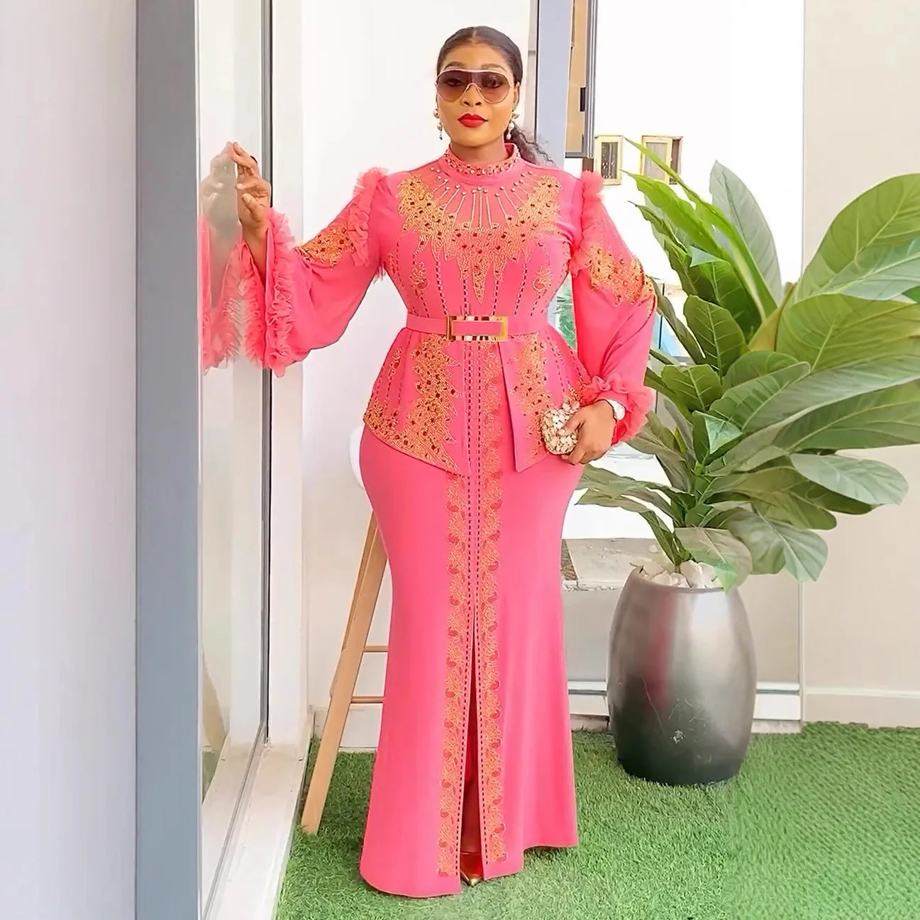 Amay Party Dresses for Women Plus Size Luxury Dashiki Ankara Wedding Evening Gown Elegant Turkey Muslim Maxy Dress