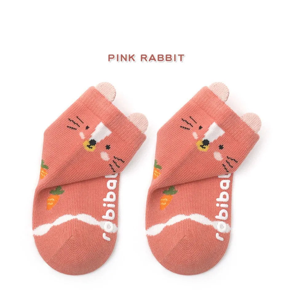 Baby Socks Infant Bear Bunny Lion Zebra Penguin Floor Socks Boy Girl Animal Ears Stockings Children Anti-Slip Clothing Accessory