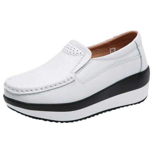 Maxy Spring Women's Loafers Comfortable Female Vulcanized Shoes Wedge Orthopedic Slip-on Platform Shoes for Women