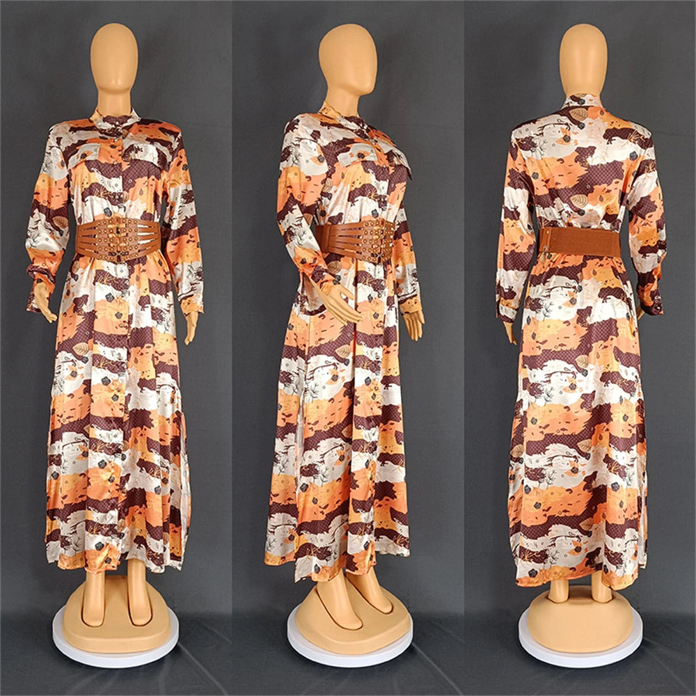 Maxy Plus Size African Party Long Dress for Satin Wome New Dashiki Ankara Print Evening Gown Turkey Outfit Robe Africa Clothing