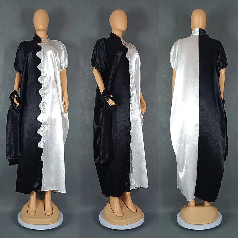 Maxy Dresses for Women Satin Clothing Ankara Dashiki Boubou Robe Turkey Kaftan Dubai Abaya Wedding Muslim Gown