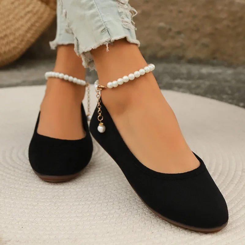 Maxy Style Comfortable and Versatile Women Spring and Autumn Outdoor Flat Shoes Round Toe Shallow Loafers Flat Shoes for Women