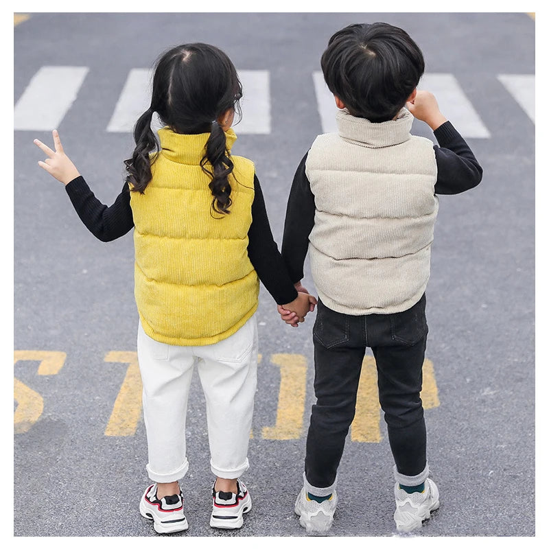 Winter Baby Boys Warm Thicken Vest Cotton Waistcoat Outerwear Kids Clothes Coat Autumn Children Jackets Toddler Girls Vest Tops