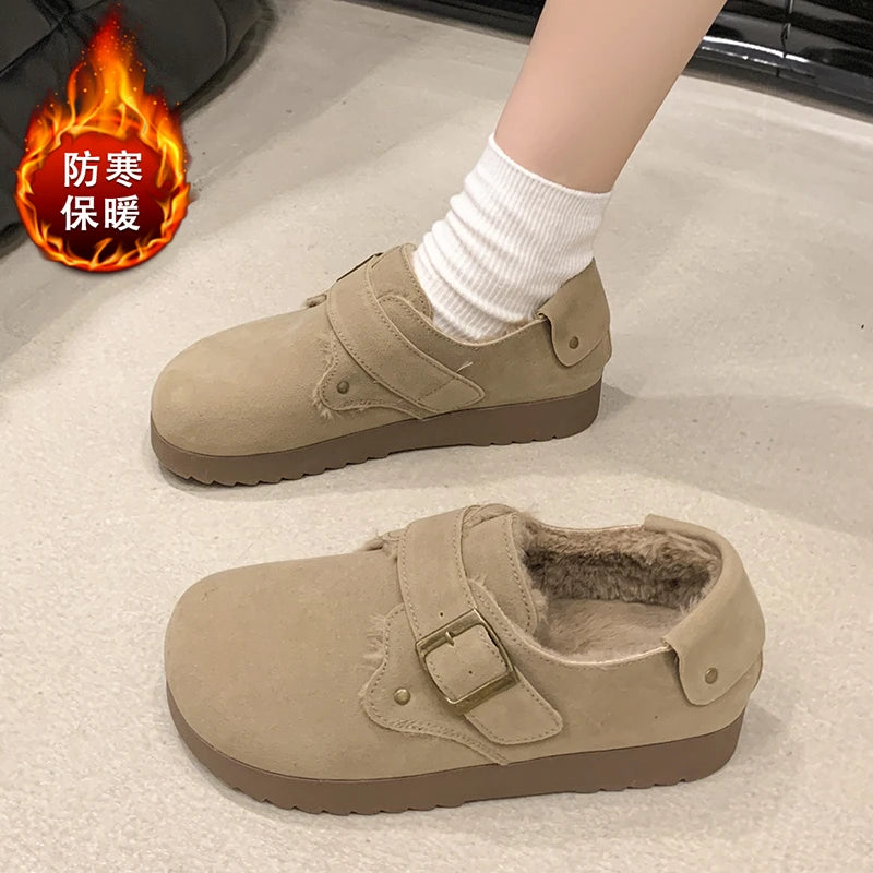 Maxy Moccasin Shoes Slip-on Autumn Loafers Fur Soft Female Footwear Moccasins Slip On Fall Winter New Dress Flat Soft Shoes Woman Fla
