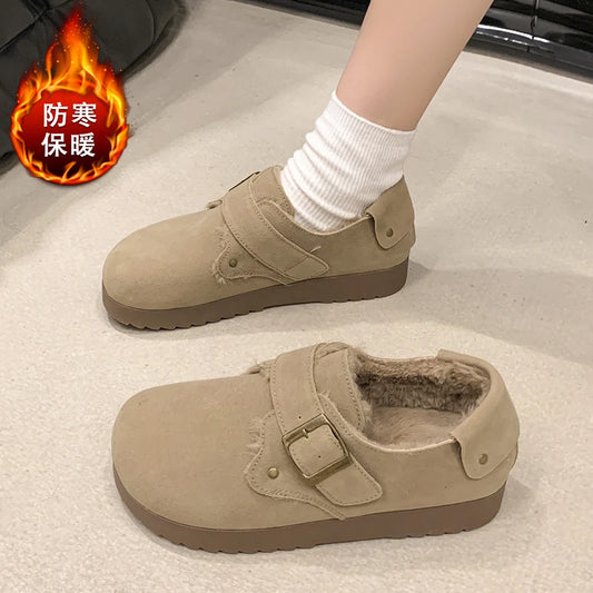 Maxy Moccasin Shoes Slip-on Autumn Loafers Fur Soft Female Footwear Moccasins Slip On Fall Winter New Dress Flat Soft Shoes Woman Fla
