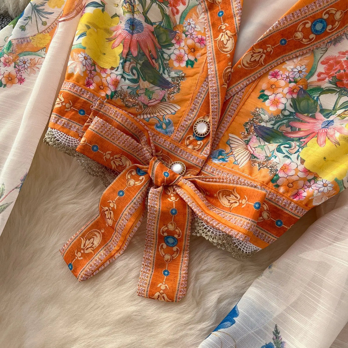 Maxy Elegant Floral Dress 2 Piece Skirt Sets Women Summer Autumn Palace Crop Top Print Shirt A Line Long Skirts Beach Outfit