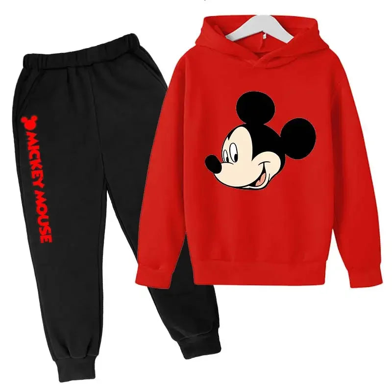 Minnie Mouse Clothes Set For Baby Girls With Autumn Winter Suit Mickey Mouse Toddler Kid Hoodies Set Infant Boy Clothing