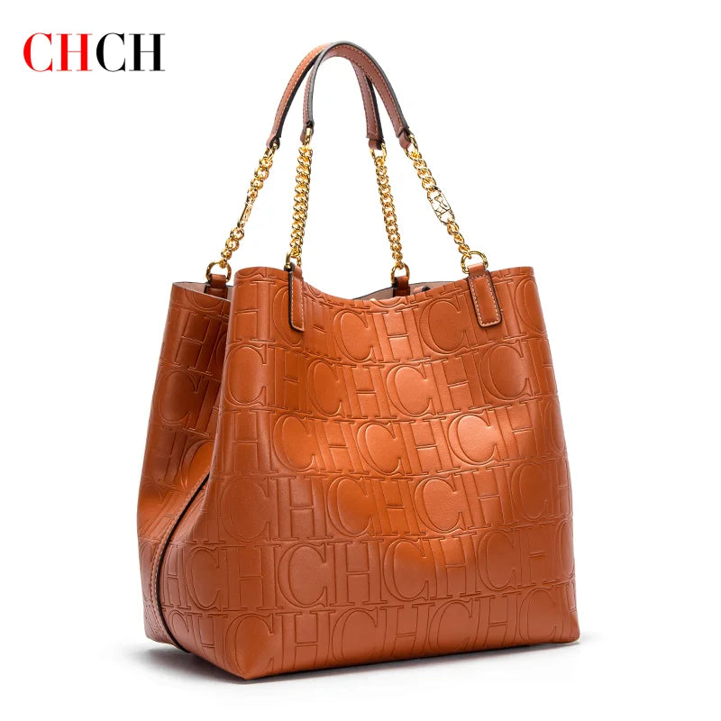 Maxy CHCH Women's Tote Bag New Steel Embossed Handbag Large Capacity Business Storage Bag