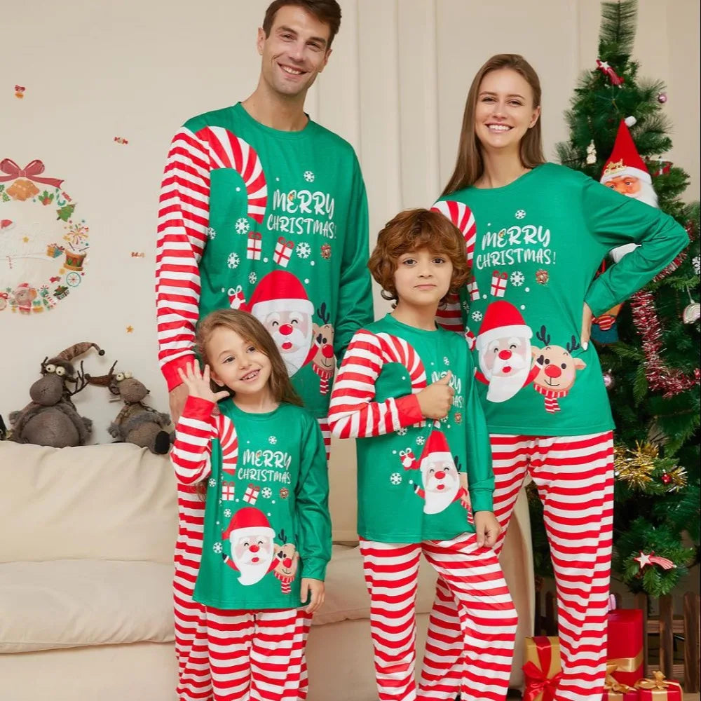 Maxy Christmas Family Matching Pajamas Nightwear Family Matching Outfits Xmas Sleepwear Long Sleeve Tops+Pants Pyjamas Set