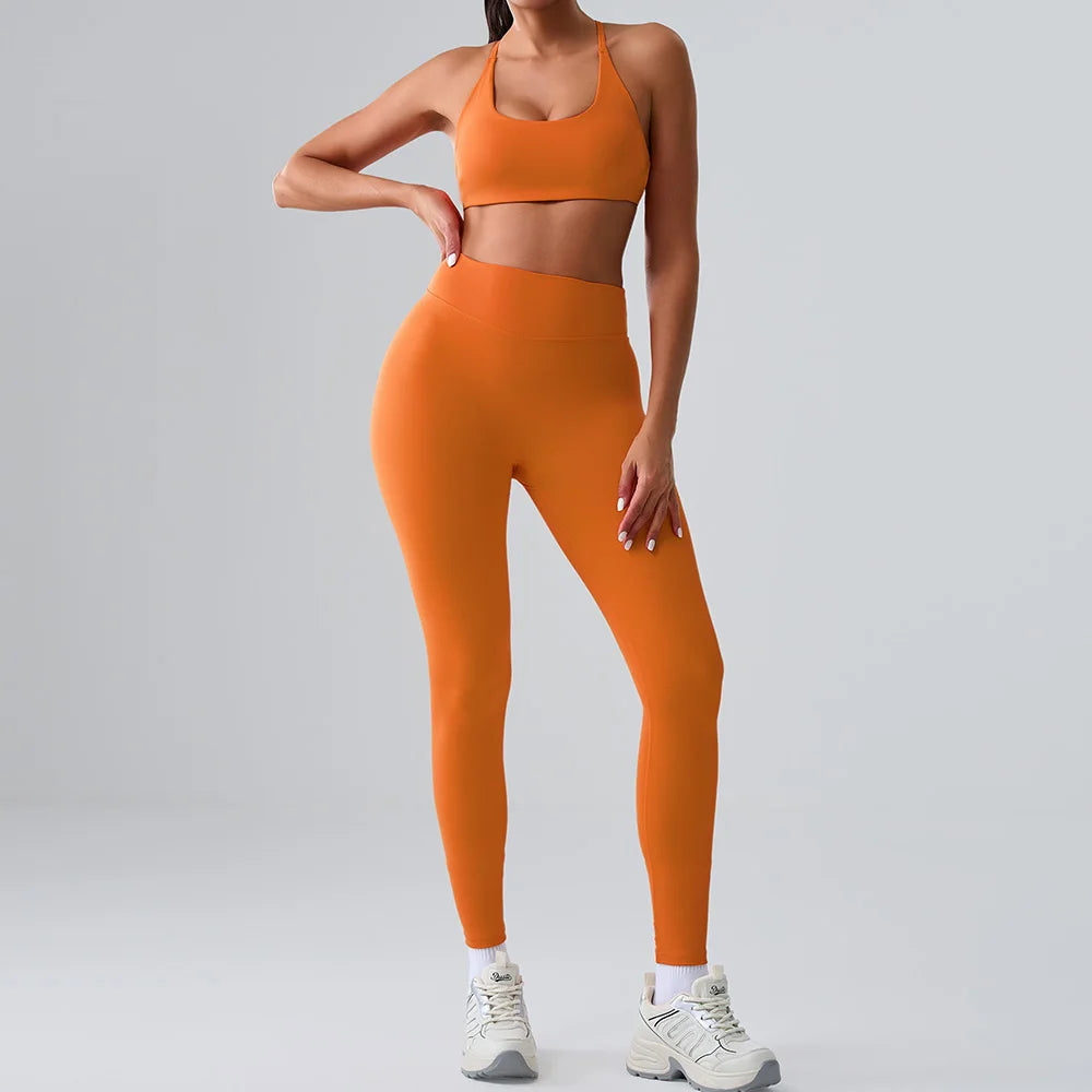 Maxy Yoga Sets 2 Pieces Women's Tracksuit Fitness Suit Sportswear Workout Set Sports Bra High Waist Leggings Gym Clothing Sports Suit
