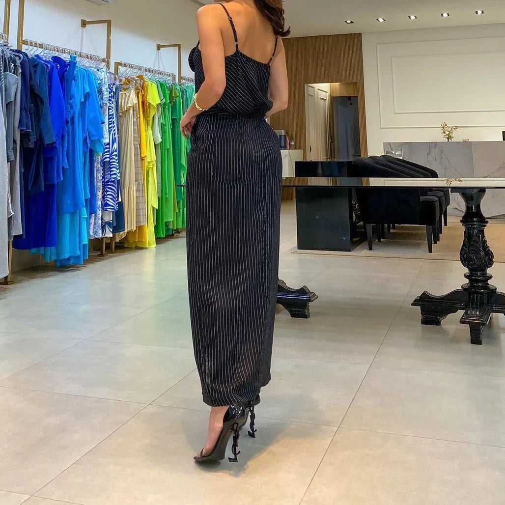 Maxy Skirt Set Women Dress Sets Two Piece Sets Slim Sling Sleeveless Floral Casual Short Tops Mid Length Skirts Elegant Splice Summer