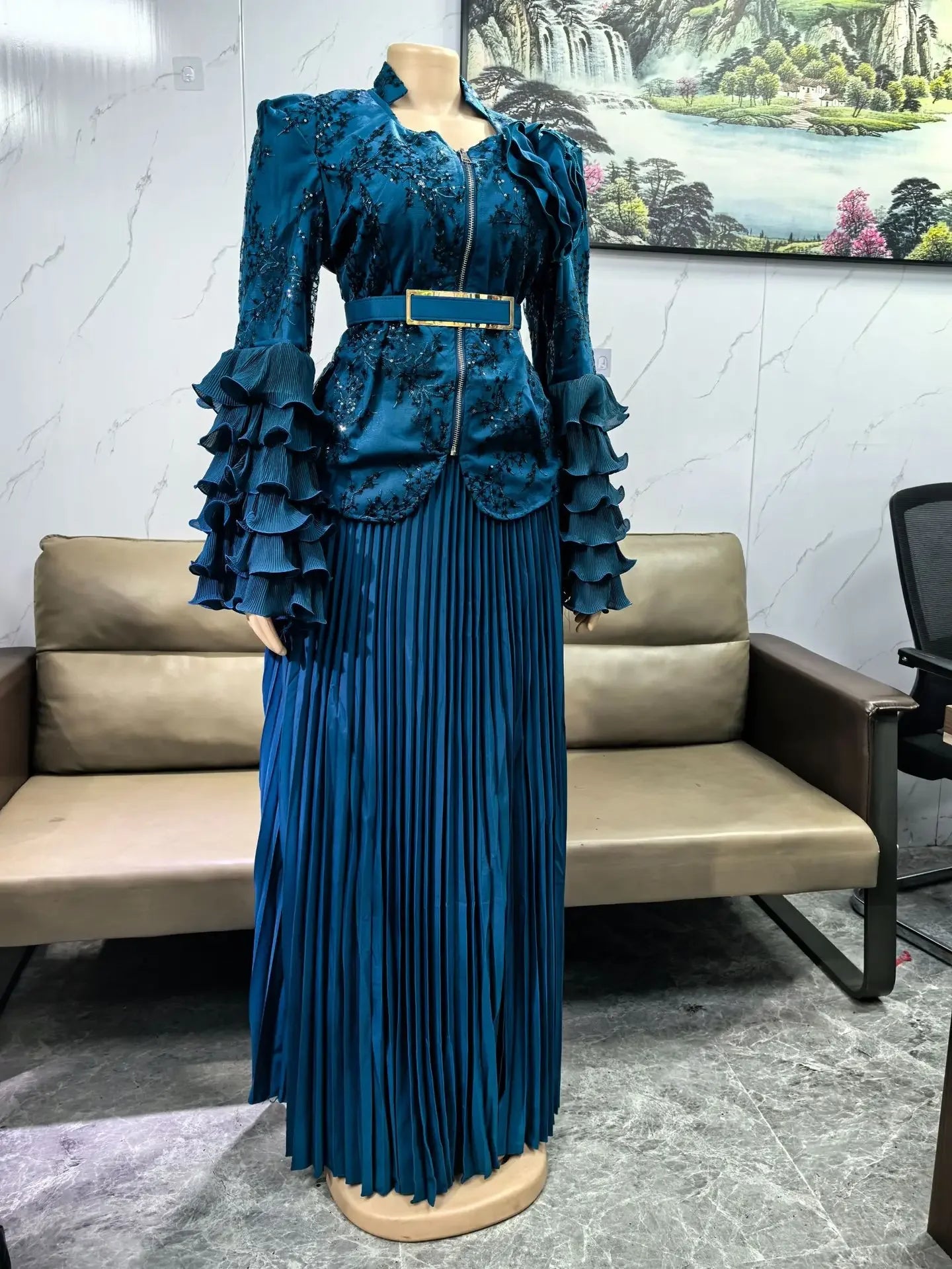 Amay Clothes for Women 2 PCS Sets Tops and Skirts Suits Dashiki Ankara Christmas Outfits Gown Plus Size Wedding Party Dresses