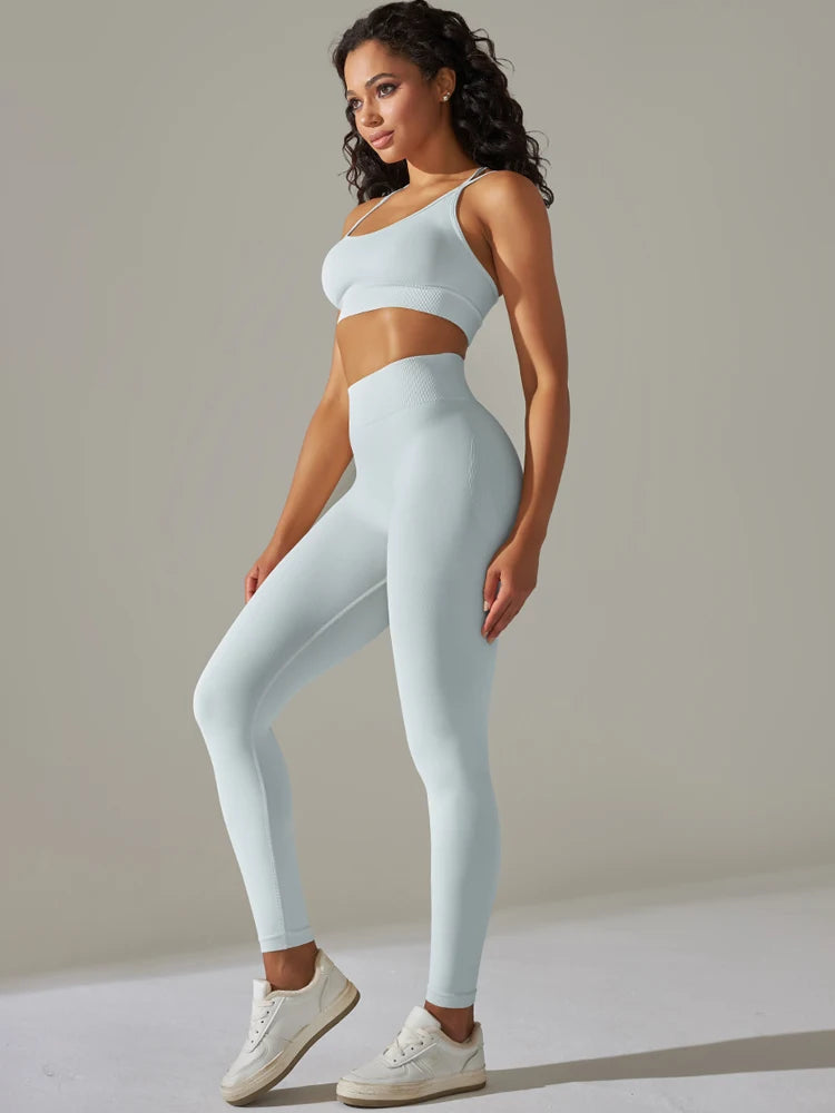 Maxy 2 Pcs Women Yoga Set Sexy Seamless Sports Set Gym Fitness Bra Set Hip Push Up Leggings Set Workout Clothing Sportswear Tracksuit