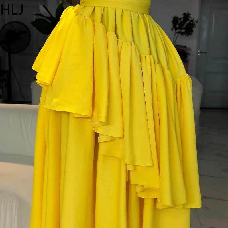Amay Sexy Bow Ruffles Patchwork Long Dresses Women Spaghetti Strap Sleeveless Backless Maxy Dress Female Clubwear