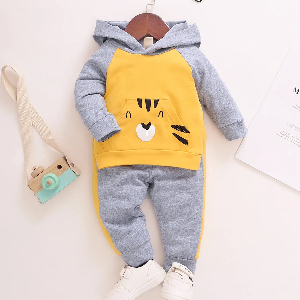 Babs 3-24 Months Toddler Baby Boy Girl Clothes Set Cartoon Tiger Long Sleeve Hoodie Top + Pants Autumn Winter Cute 2PCS Outfit Suit