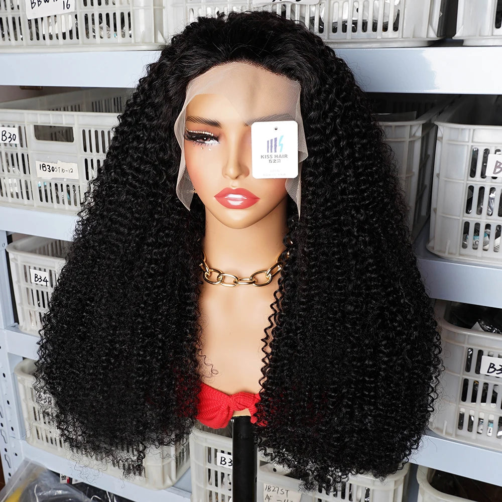 Maxy 300% Kinky Curly Human Hair Wigs 13*4 Lace Frontal Wig Remy Brazilian Human Hair Extension 4*4 Lace Closure Wigs 13*6 Thick Ends