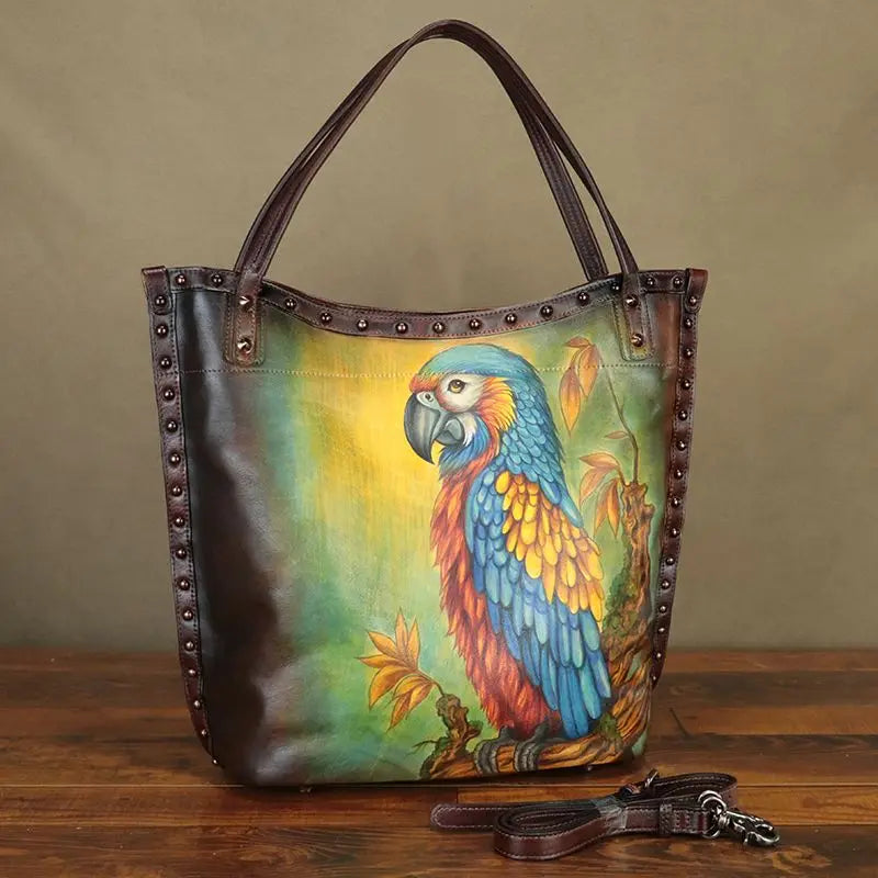 Maxy Luxury Fashion Leather Women's Bag Large Capacity Hand Drawn Handbags Tote Bag Shoulder Crossbody Bags First Layer Cowhide