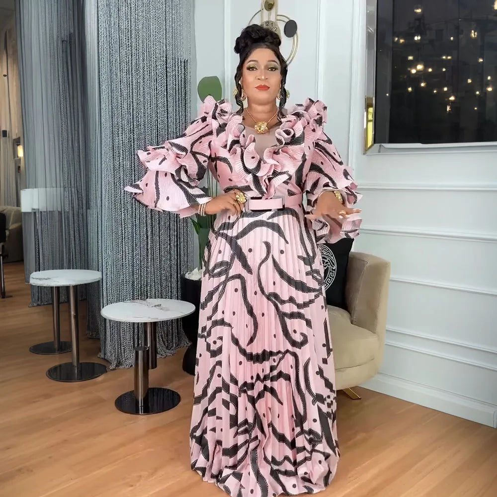 Maxy Party Dresses for Women Plus Size Fashion Dashiki Ankara Wedding Evening Gown Elegant Turkey Muslim Maxy Dress