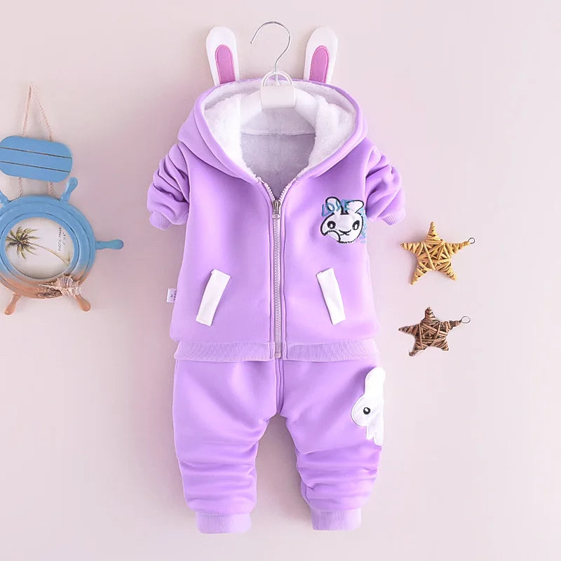 Maxy 2024 New Baby Boys Girls Christmas Cartoon Winter Hooded Plush Warm Vest Coat+Sweatshirt+Pants 3Pcs Infant Children Sports Suit