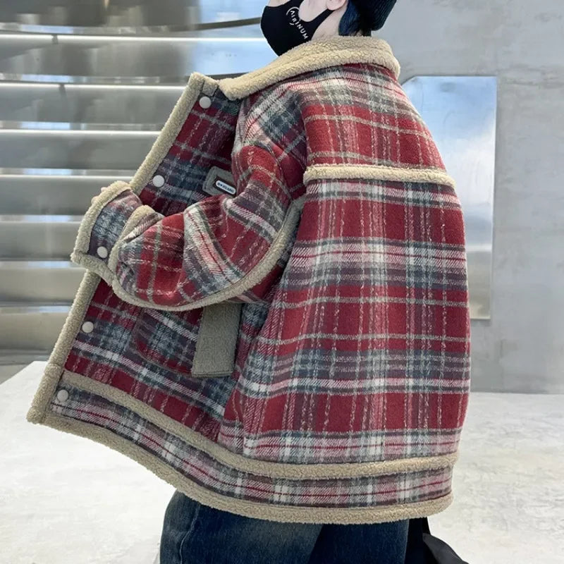 Amay Boys Woolen Coats Jackets Plus Thicken Vintage Warm Velvet Winter Autumn Cotton Tracksuit Sport Children's Clothing