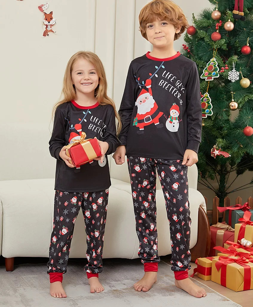 Maxy Christmas Family Matching Pajamas Santa Print Pjs Adult Child Matching Outfit Set Baby Jumpsuit+Dog Clothes