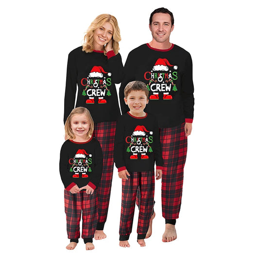 Maxy Christmas Family Pajama Set Xmas Pjs Cute Printed Top + Plaid Pants, Festive Matching Sleepwear for the Whole Family