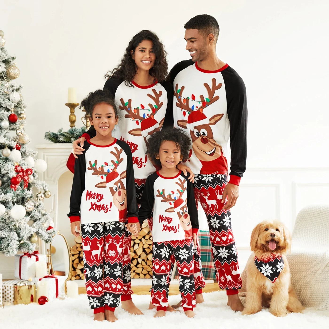PatPat Christmas Reindeer Print Family Matching Pajamas Sets (Flame Resistant)