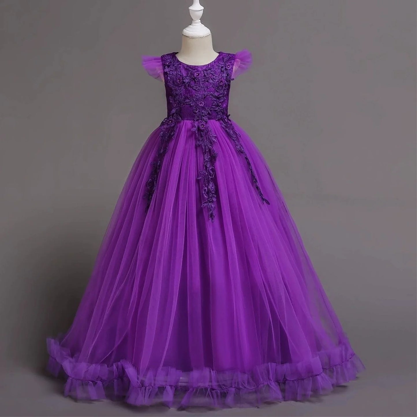 Maxy Fancy Princess Party Dresses for Girls Long Sleeveless Flower Party Evening Dresses Kid Prom Wedding Children Dress 4-15Years